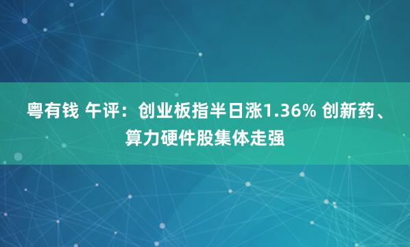 粤有钱 午评：创业板指半日涨1.36% 创新药、算力硬件股集体走强