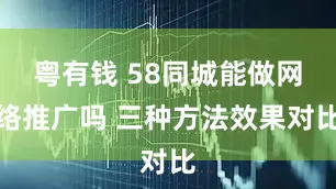 粤有钱 58同城能做网络推广吗 三种方法效果对比
